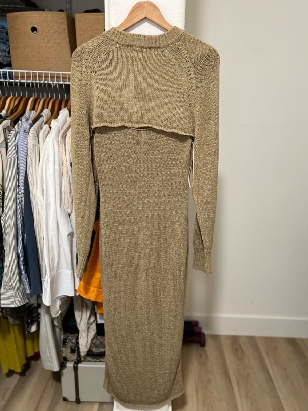 2 Piece Set Knit Dress + Shrug Sweater - Picture 5 of 11